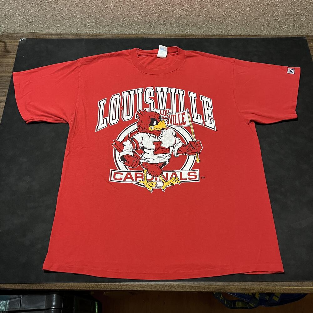 Vintage Louisville Cardinals 90s Shirt March Madness Basketball Caricature Logo